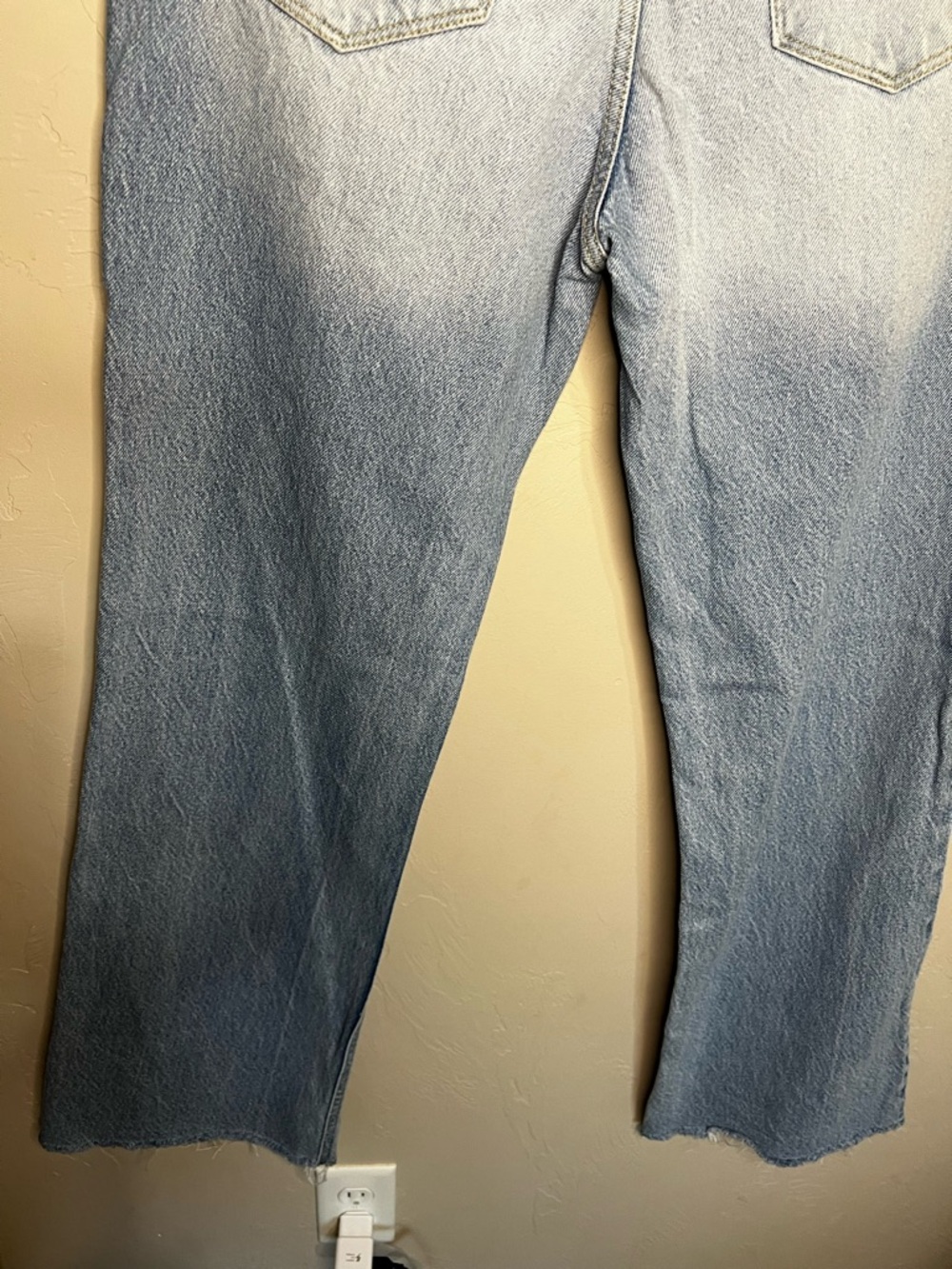 Kancan Maryville High Rise Tie Back 90’s  Flare Button Fly Raw Hem Denim Jeans - Picture 14 of 16